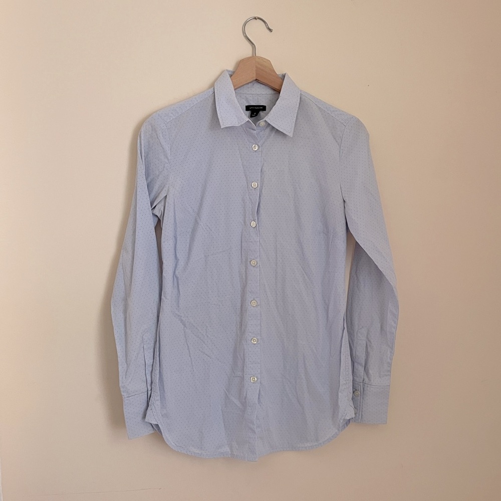 Ann Taylor Blue Pattern Button Up 0 - image 1